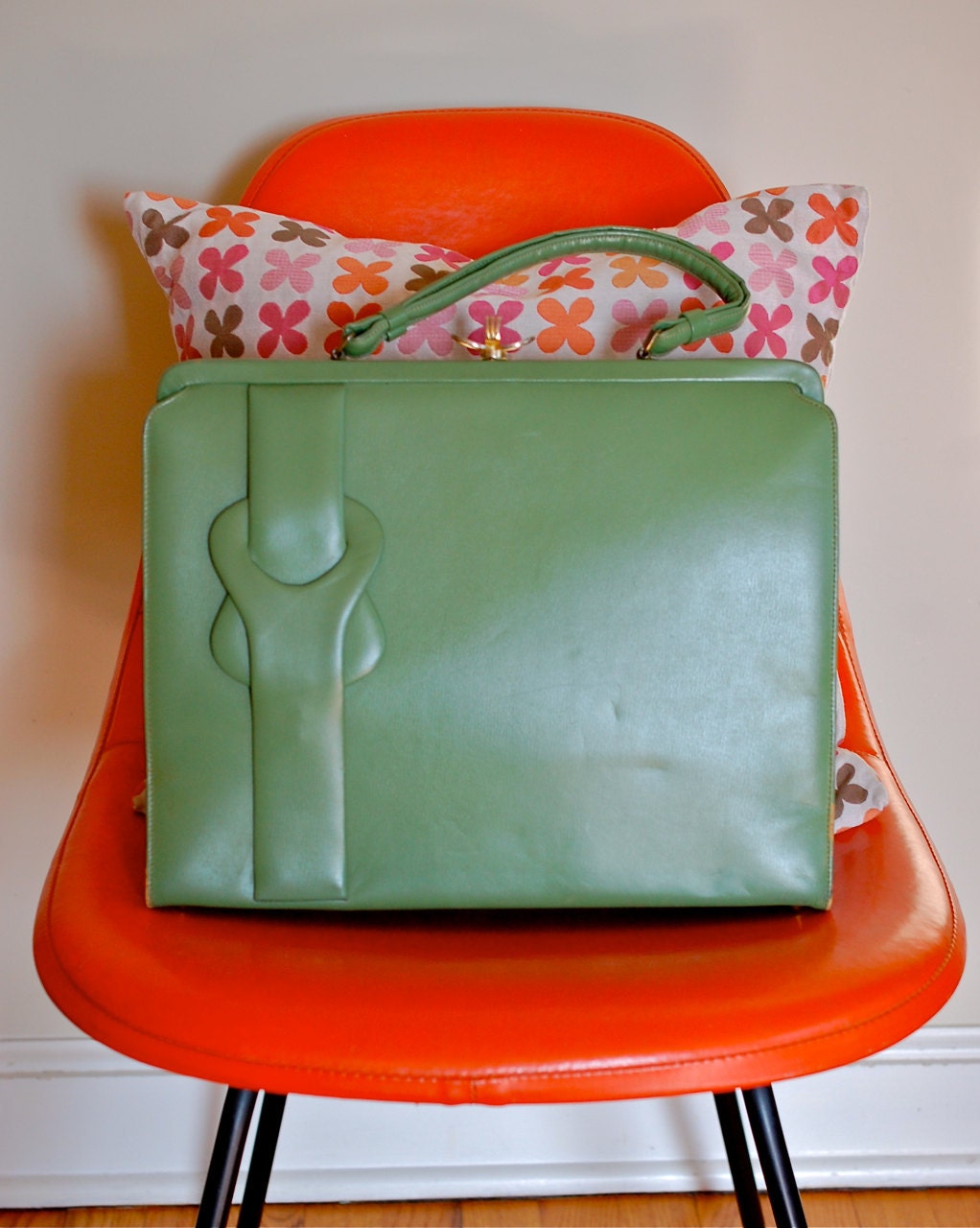 Vintage Nicholas Reich Mad Men Style EXTRA LARGE Bag, Pocketbook, Purse: mirror, green, details, zippers, extra deep, ipad case
