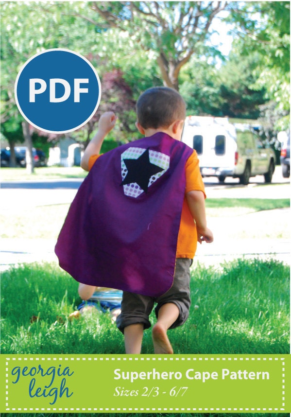 Sale - NEW and IMPROVED Superhero Cape PDF Sewing Pattern sz 2/3-6/7