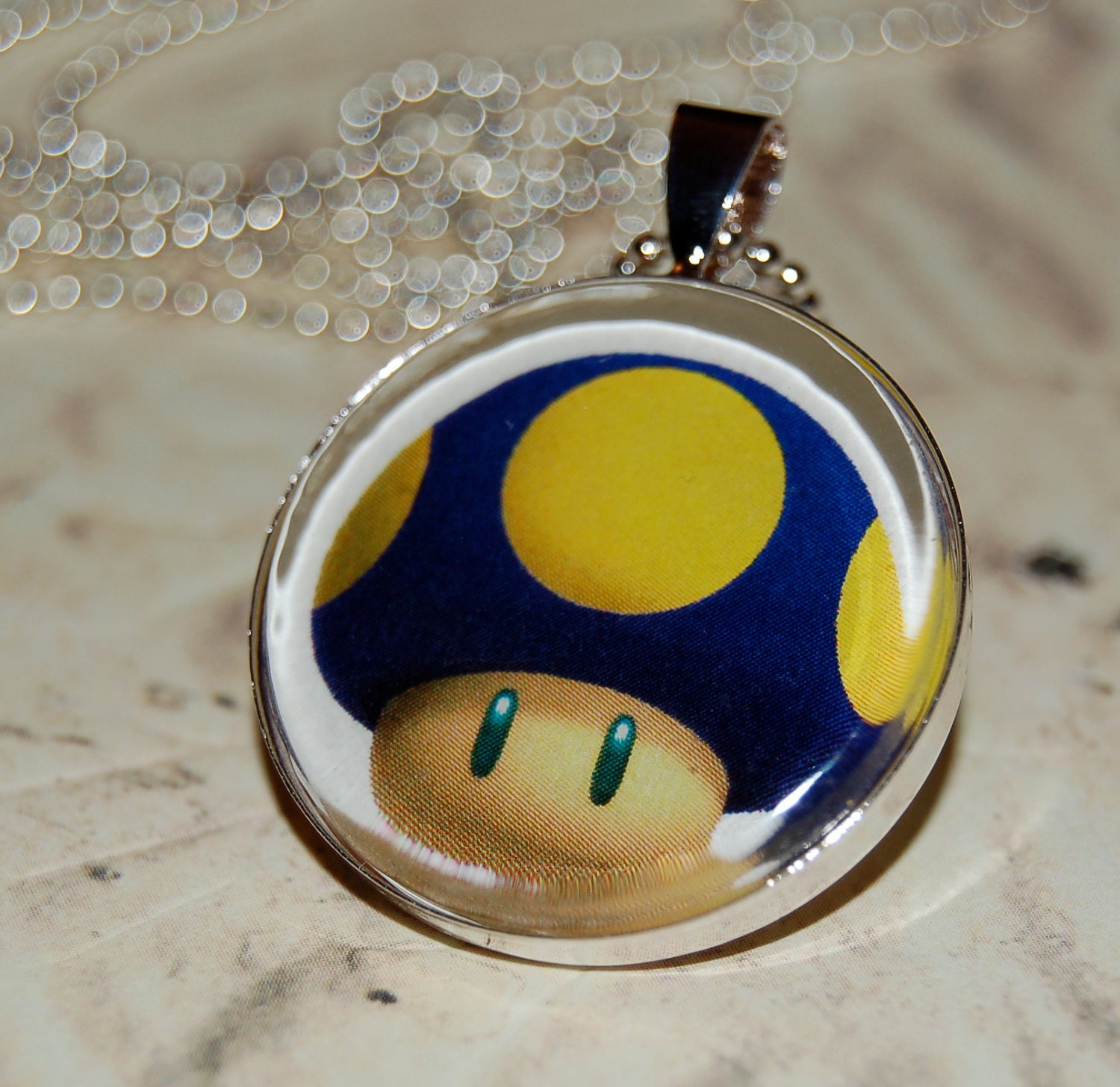 Mario Video Game Jewelry Mushroom Pendant with 24 by PopCycled