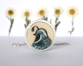 Cream Quail Necklace- Spring bird fashionable recycled wood necklace