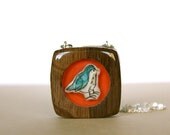 pantone blue bird spring fashion necklace- hand painted bird necklace- pantone wooden necklace