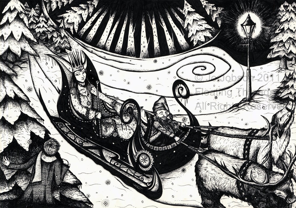 Fairy Tale Art - The Lion, the Witch and the Wardrobe - children prints illustrations (LARGE VERSION)