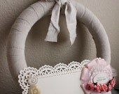 Ready to SHIP - Shabby Chic Baby Girl Announcement 14 inch Handmade Wreath by HotGlueHangover