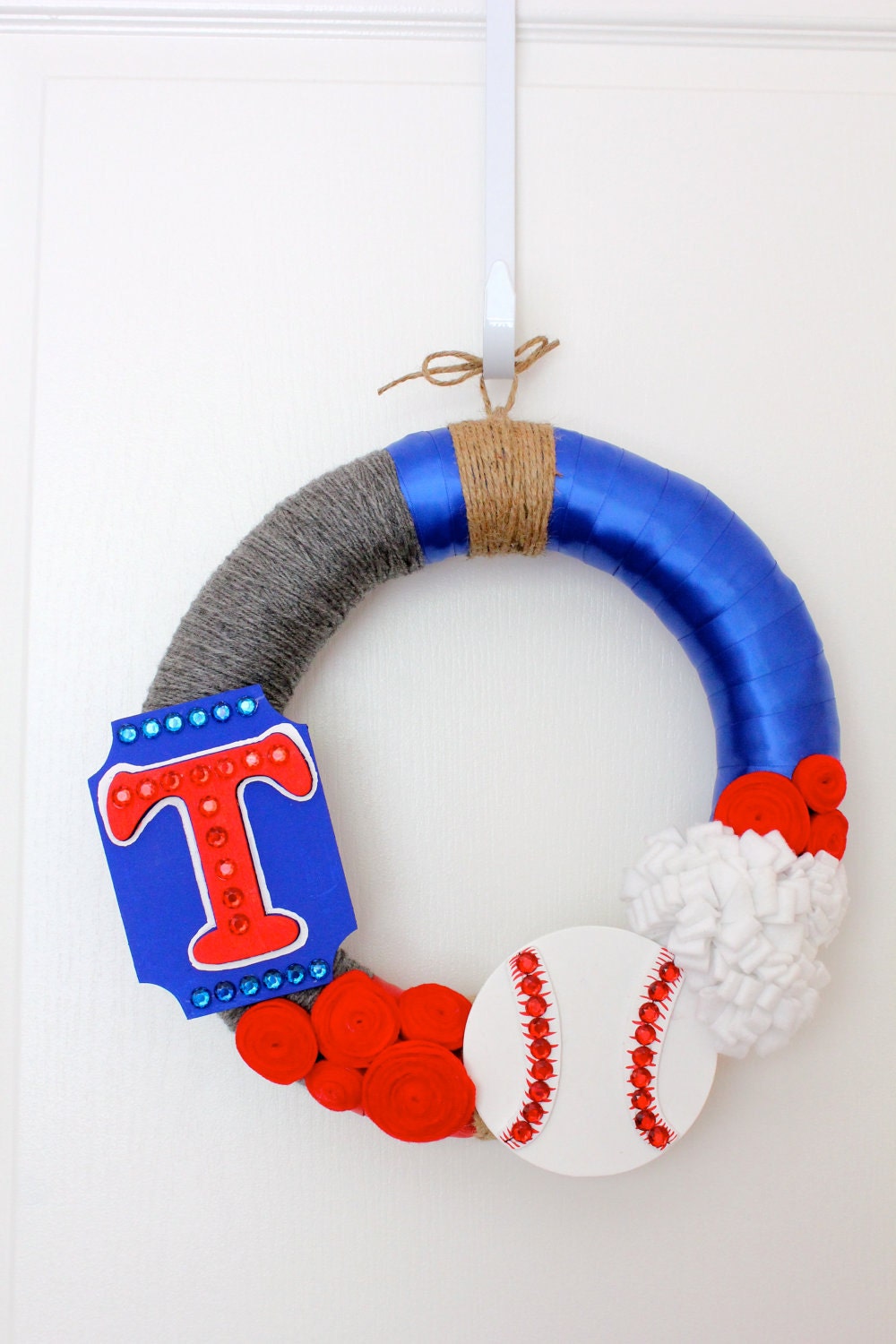 Made to Order - Texas Rangers Handmade 14 inch Wreath by HotGlueHangover