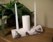 Wedding unity candle natural Birch Bark log  rustic