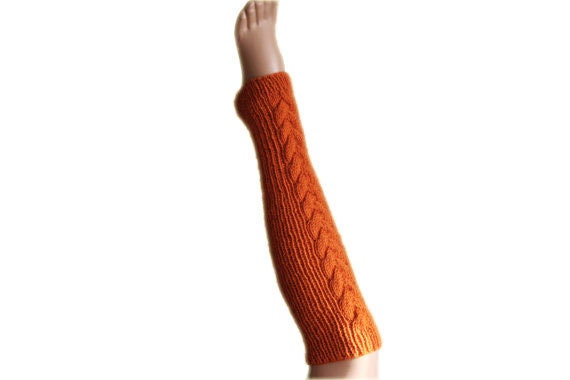 Wool Leg Warmers Cable Knit in Persimmon - Boot Cuffs - Fall Winter Fashion - Women and Teens Accessories - Boot Socks