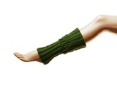 Wool Leg Warmers Knitted in Forest Green with Fringes - Women and Teens Accessories - Fall Winter Fashion