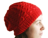 Red Knit Hat - Women Teens Accessories - Red Fashion - Womens Hat - Slouchy Beret - Winter Fashion