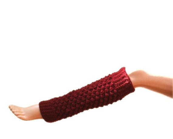 Knit Leg Warmers in Burgundy - Fall Winter Fashion - Women Teens Accessories