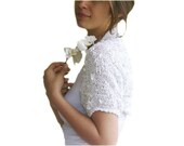 Bride Bolero in White and Metallic Grey - Knit Cotton Shrug  - Chic Elegant Womens Sweater - Spring Summer Fashion - Wedding Accessories