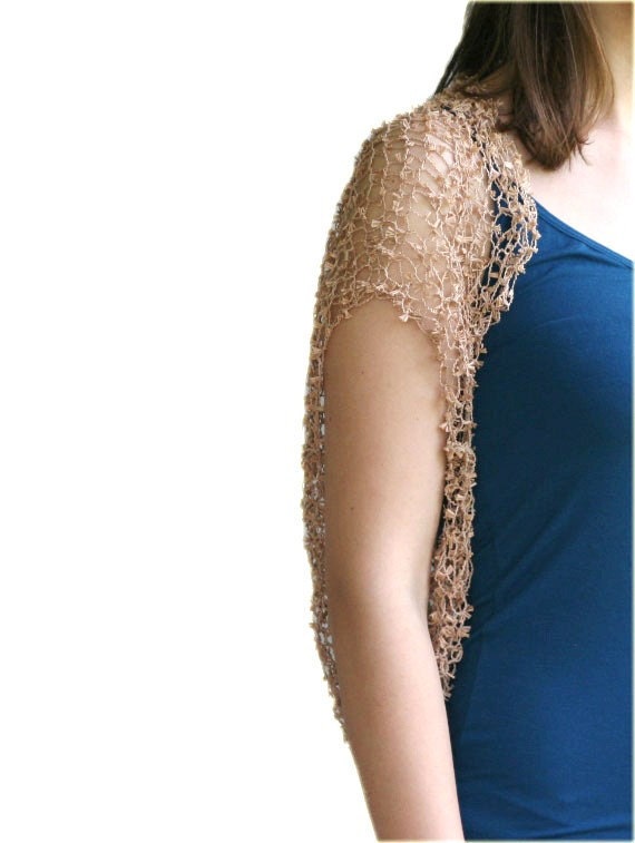 Beige Shrug - Bridal Bolero  - Neutral Chic Elegant Womens Sweater Knit - Spring Summer Fashion - Wedding Accessories - Dreamy Tan