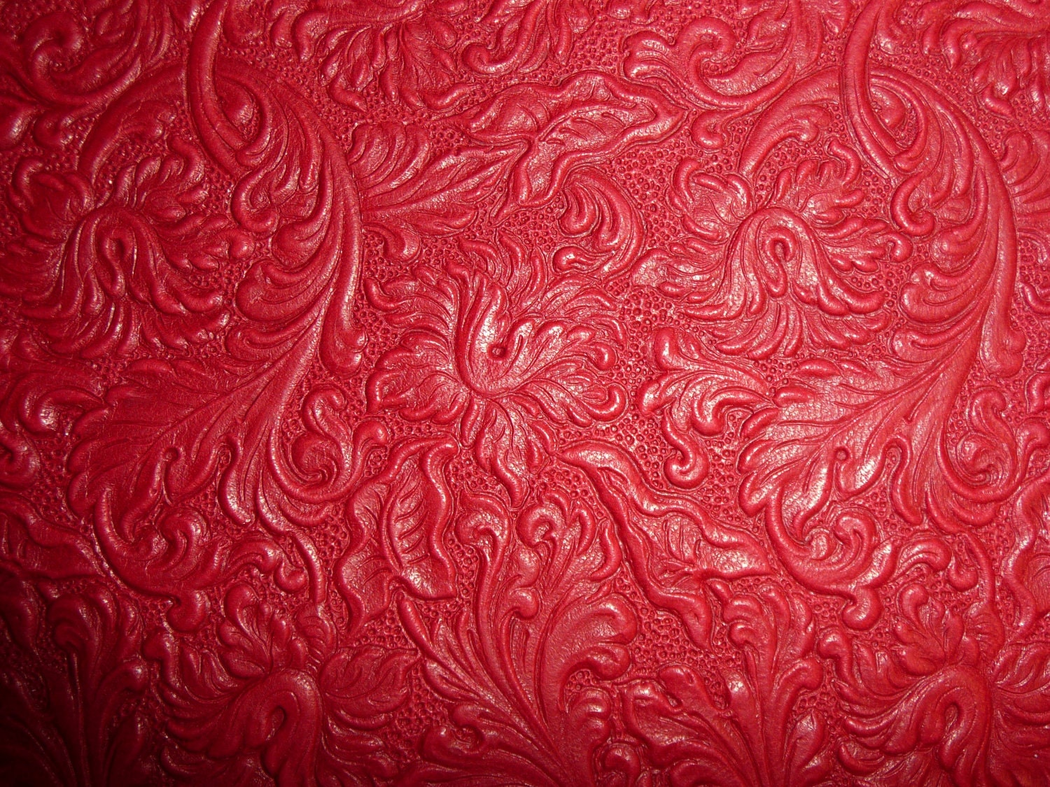 7 3/4 sq ft of Gorgeous RED full Leather Hide Lambskin Western Saddle Embossed 38"x33"