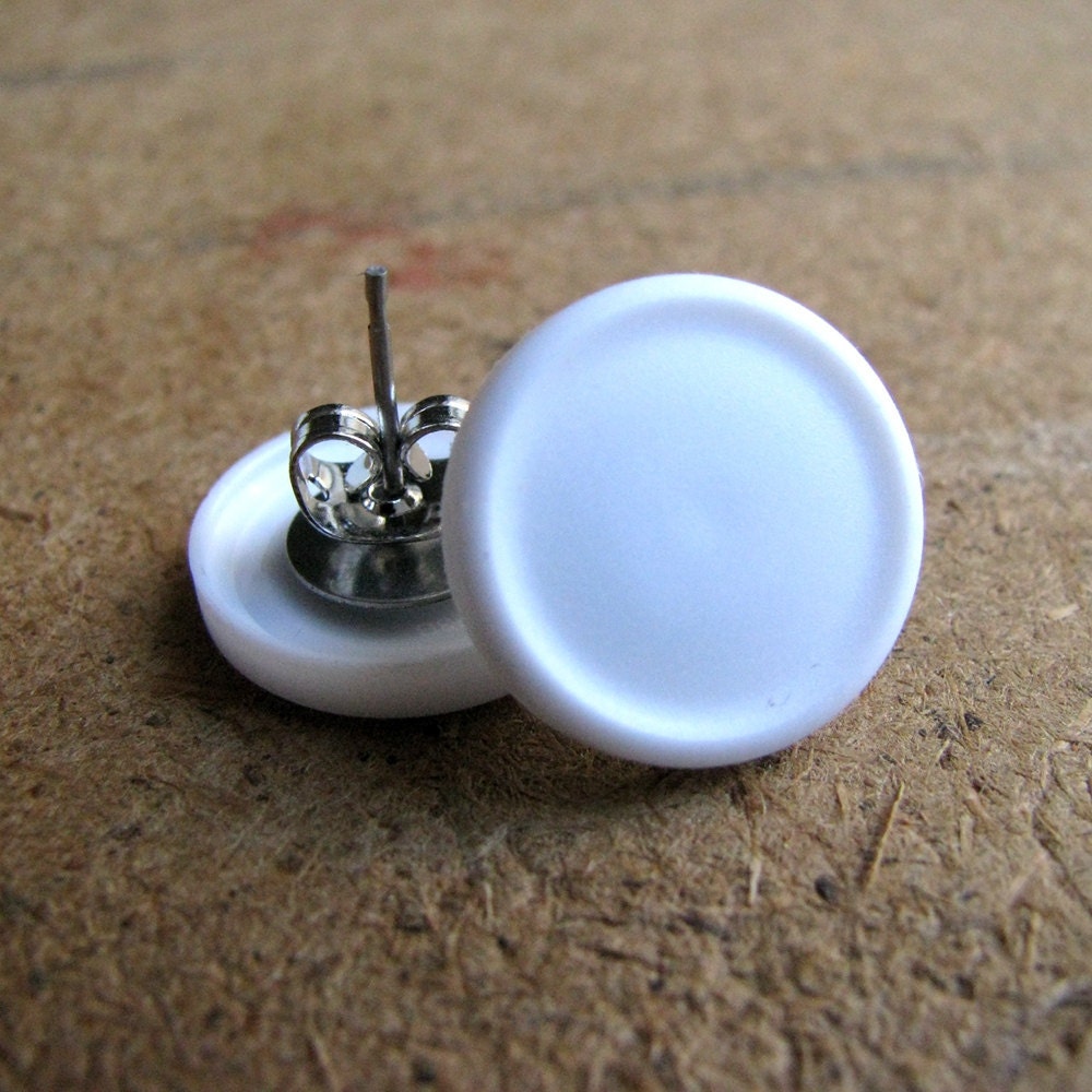 White Vial Cap Stud Earrings