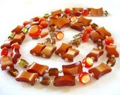 Vintage Thermoset Necklace Earrings Set Marked JAPAN 1950s Retro Jewelry