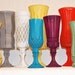 Set Of Shabby Chic Vintage Hand Painted Pedestal Vases