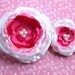 White and Pink Flower Hair Clips - Set of 2/ Handmade Accessory/ Free Shipping on Additional Items