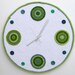Large crochet wall clock in shades of green - 45cm diameter
