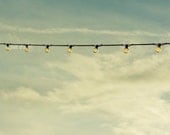 London Photograph. Bulbs 8x10. Fine Art.  wall art. travel England, UK. light bulbs sky beige yellow soft pastel