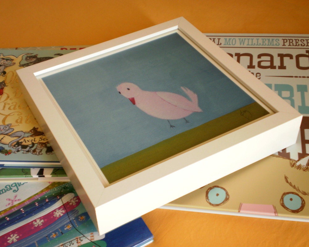 Art Print for Nursery -- Little Bird On Blue Background
