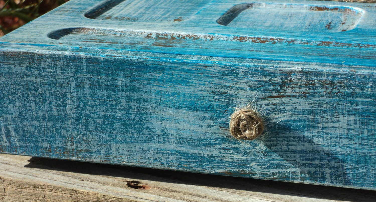 Buy Wood Jewelry Armoire Dresser. - Up Cycled 1 Drawer Wooden Jewelry Box, Dresser Valet, Distressed Turquoise And White