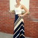 1970s Navy blue striped maxi skirt. By Jantzen. Size small sm 2 4