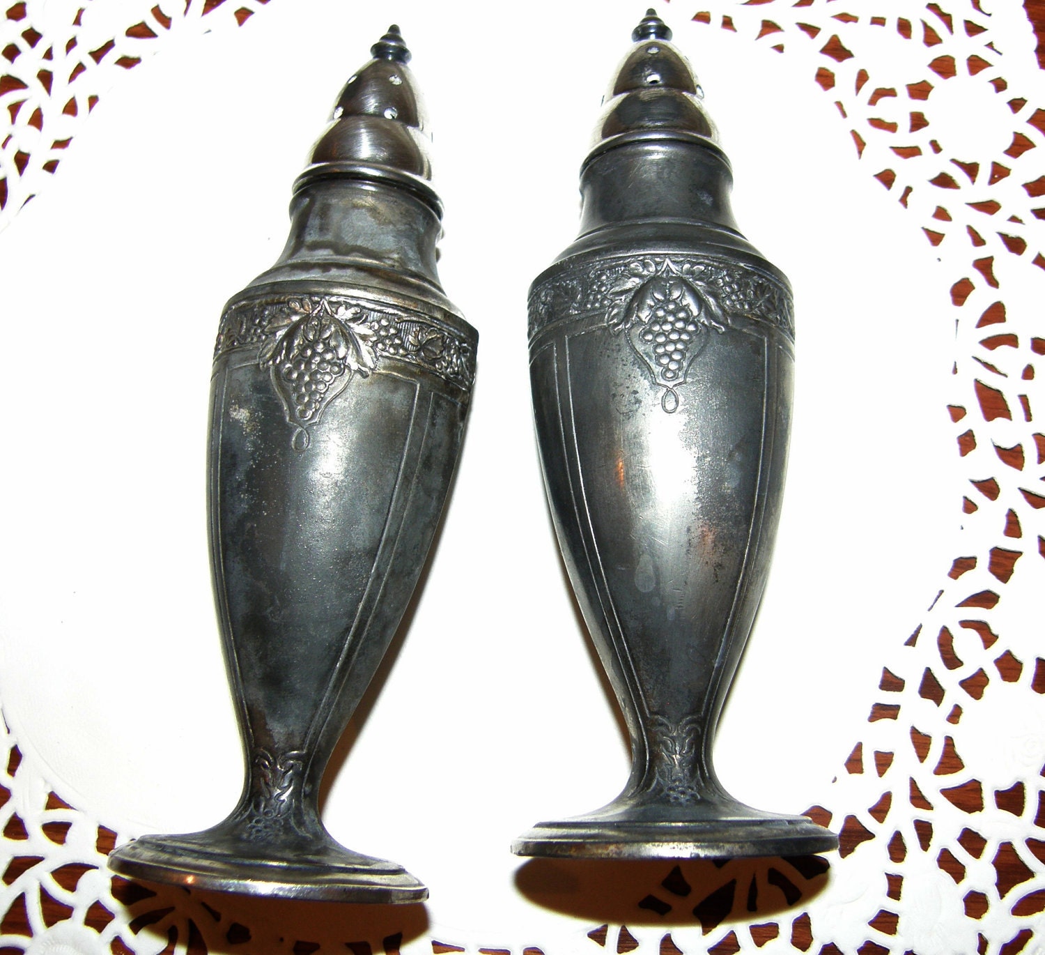 Shabby Chic Silverplated Salt and Pepper Shakers