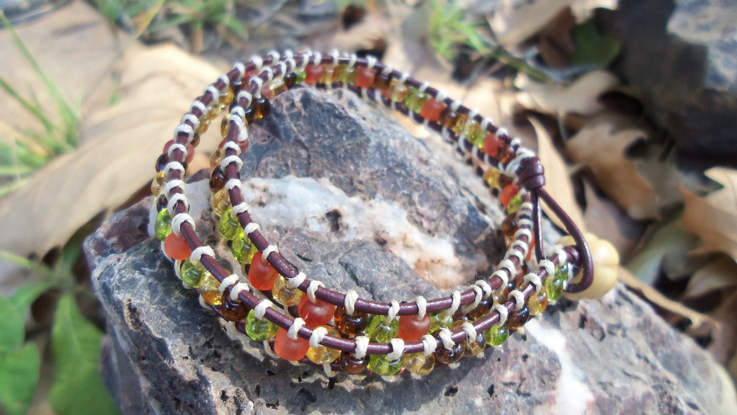 Genuine Leather Wrap Multi Color Bracelet