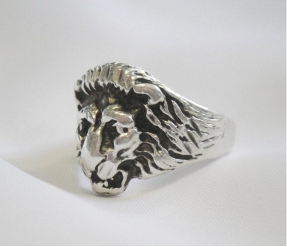 Vintage Lion Head Ring - Sterling Silver - Unisex