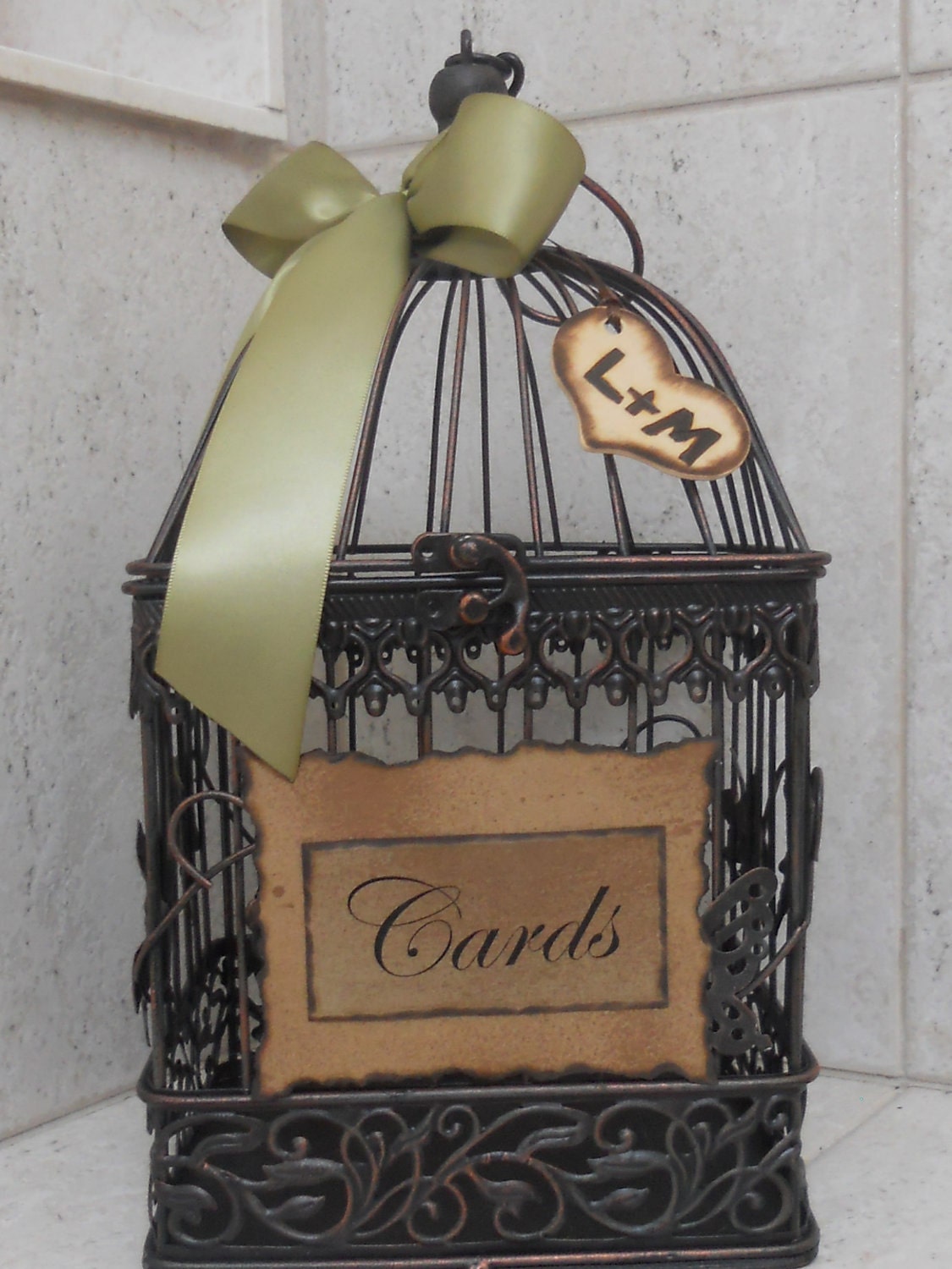 Wedding Card Box Birdcage / Rustic Romantic Birdcage Wedding Card Holder / Gift Table Cardholder