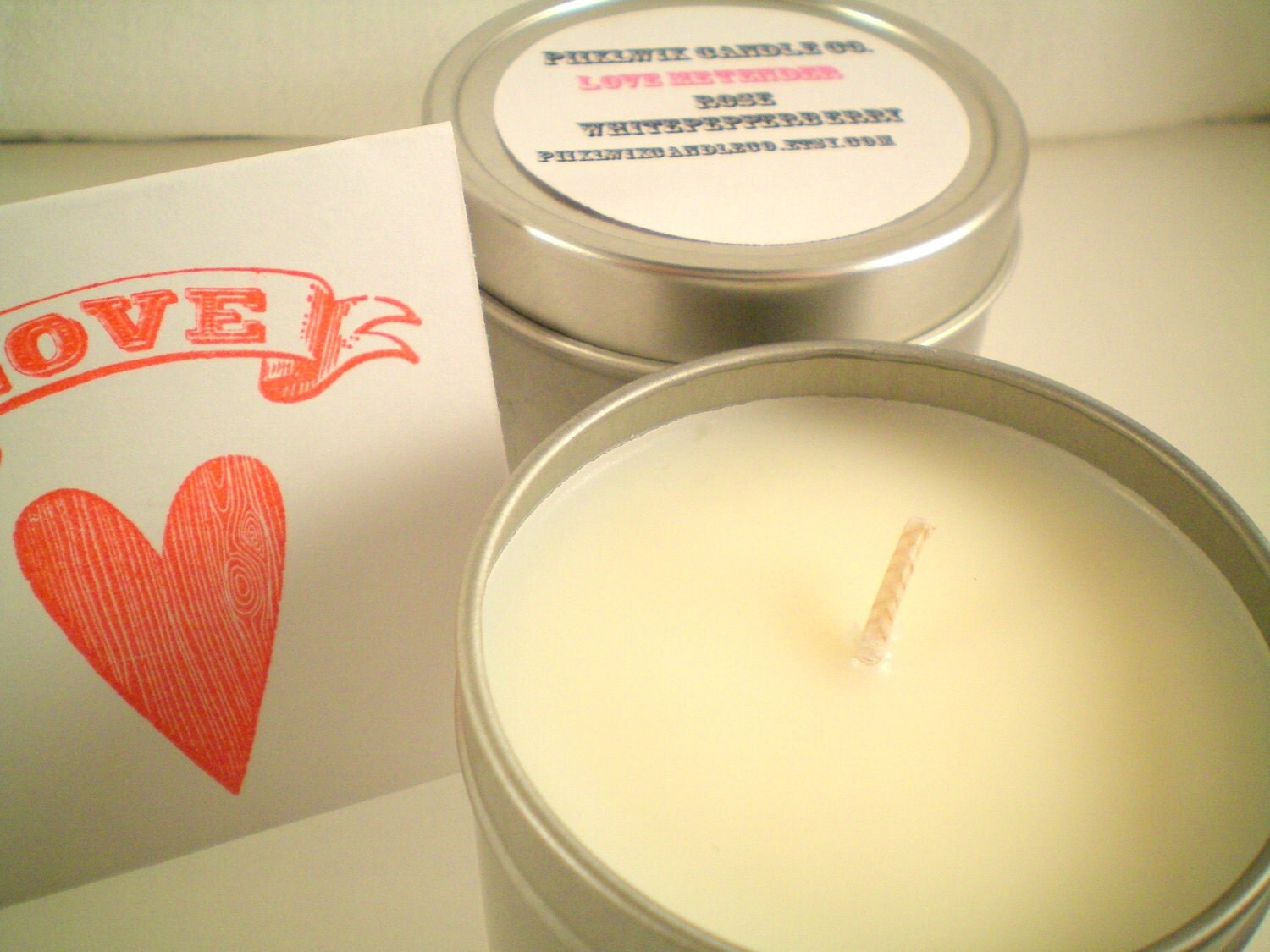 Soy Candle, Rose and White Pepperberry, Love Me Tender, Four oz Travel Tin