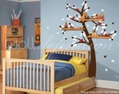 Kids Wall Decals Vinyl Wall Tree Stickers - Shelving Tree with Birds