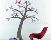 Tree Wall Decals Kids Nursery Wall Tree Stickers with Owl and Birds