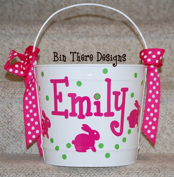 10 Quart Personalized Easter Basket Pail by BinThereDesigns