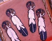 SALE Tooled Leather Roses and Feathers 1960s 70s Purse