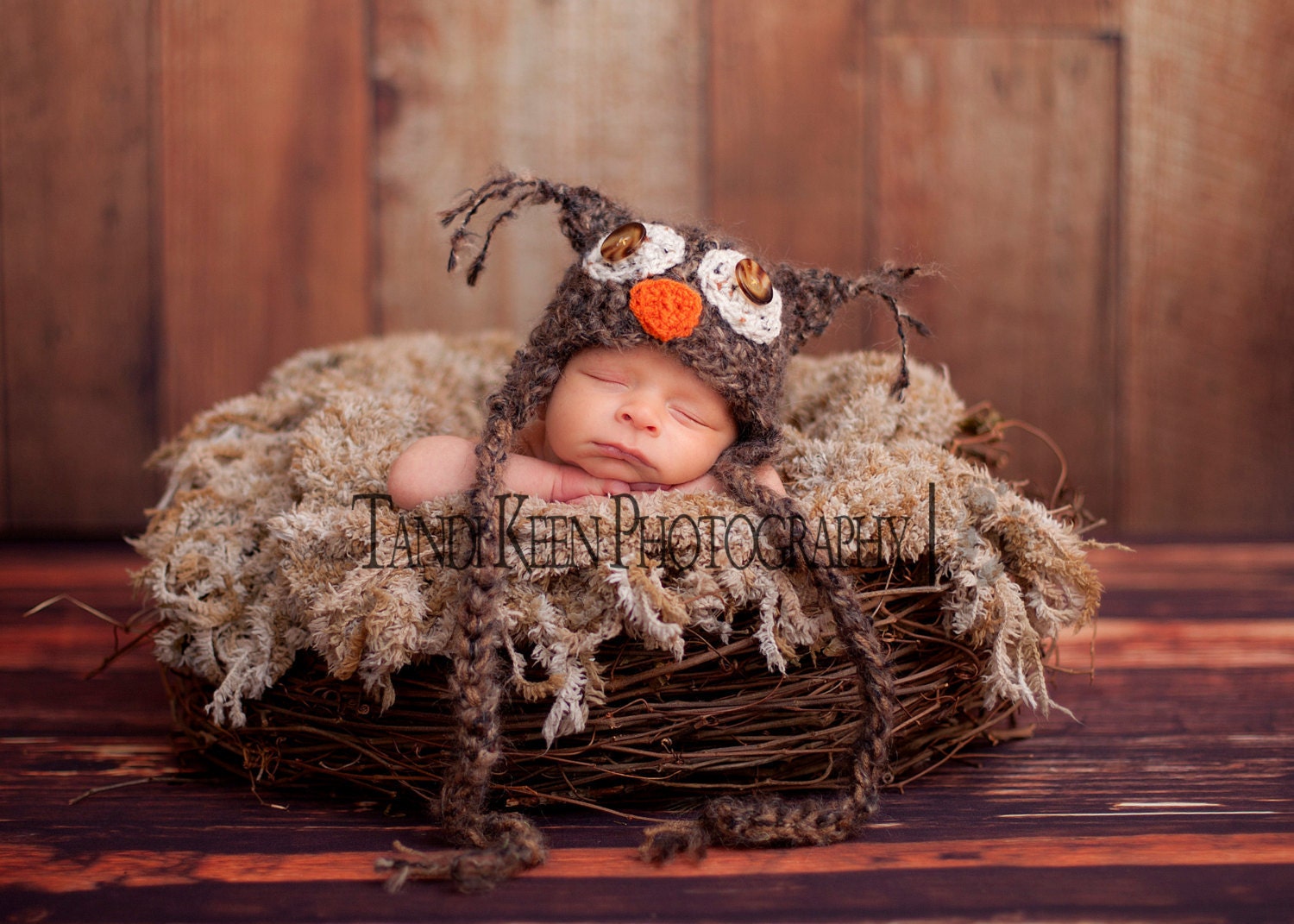 READY Baby Boy Hat -  Baby Owl Hat - Baby Hat  Great Details and Textured Mohair Blend Yarn with Button Eyes