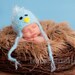 Little Blue Bird Baby Hat  with Earflaps and Ties- Soooo Soft - Great Texture