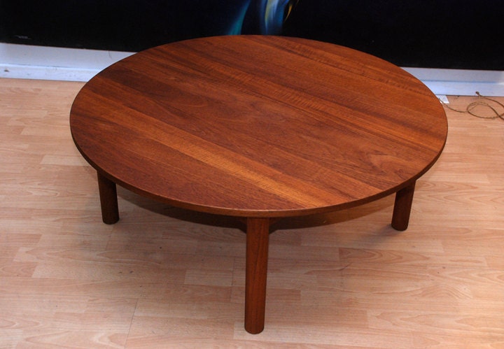 Danish Modern Teak Round Coffee Table Wegner Eames Era