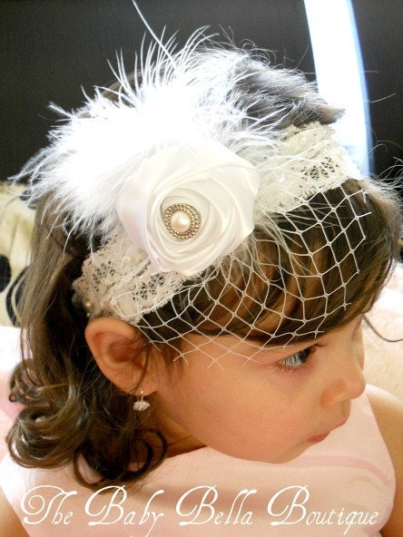 Gorgeous Luxe Vintage Inspired white lace Headband-BabyGirl white lace headband.