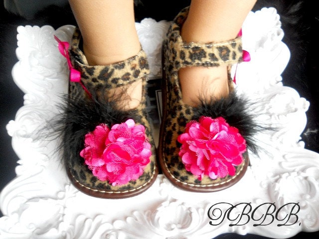 Toddler Tan Leopard Squeaky Mary Jane,Girl leather shoes,Ready to ship.
