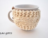 Mug Cozy, Cup Cosy, Mug Warmer knitted,  cream color