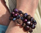Custom Made Burgundy, Plum, Brown and Copper Bracelets (set of 3)