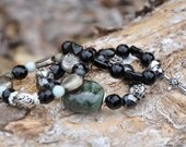 Edgy black & silver bracelets - set of 3