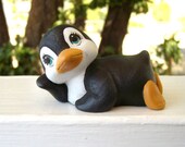 ceramic miniature penguin - resting penguin