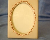 ceramic photo frame - 6 x 8 decorated beige photo frame