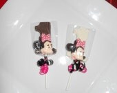 12 Disney Minnie Mouse Pink Bow Girls 1st First Birthday Gourmet Chocolate Lollipops Birthday Gifts Party Favor Kids