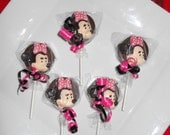12 Disney Minnie Mouse with Pink Bow Cookies 1 Dozen Gourmet Chocolate Oreo Cookie Lollipops Sucker Birthday gift Party Favor Kids