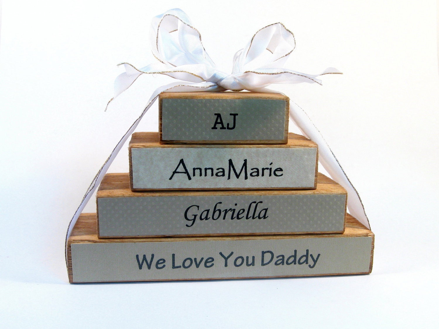 Rustic family name block set. FOUR blocks, custom made for your family. Perfect Grandparent, parent and family gift