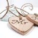 Wedding wine glass charm. Wedding tags. (Set of 2) custom Wedding wooden keepsake hearts Mr and Mrs tags Rusic Wedding woodland
