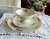 Bavarian China Teacup, Saucer, and Dessert Plate