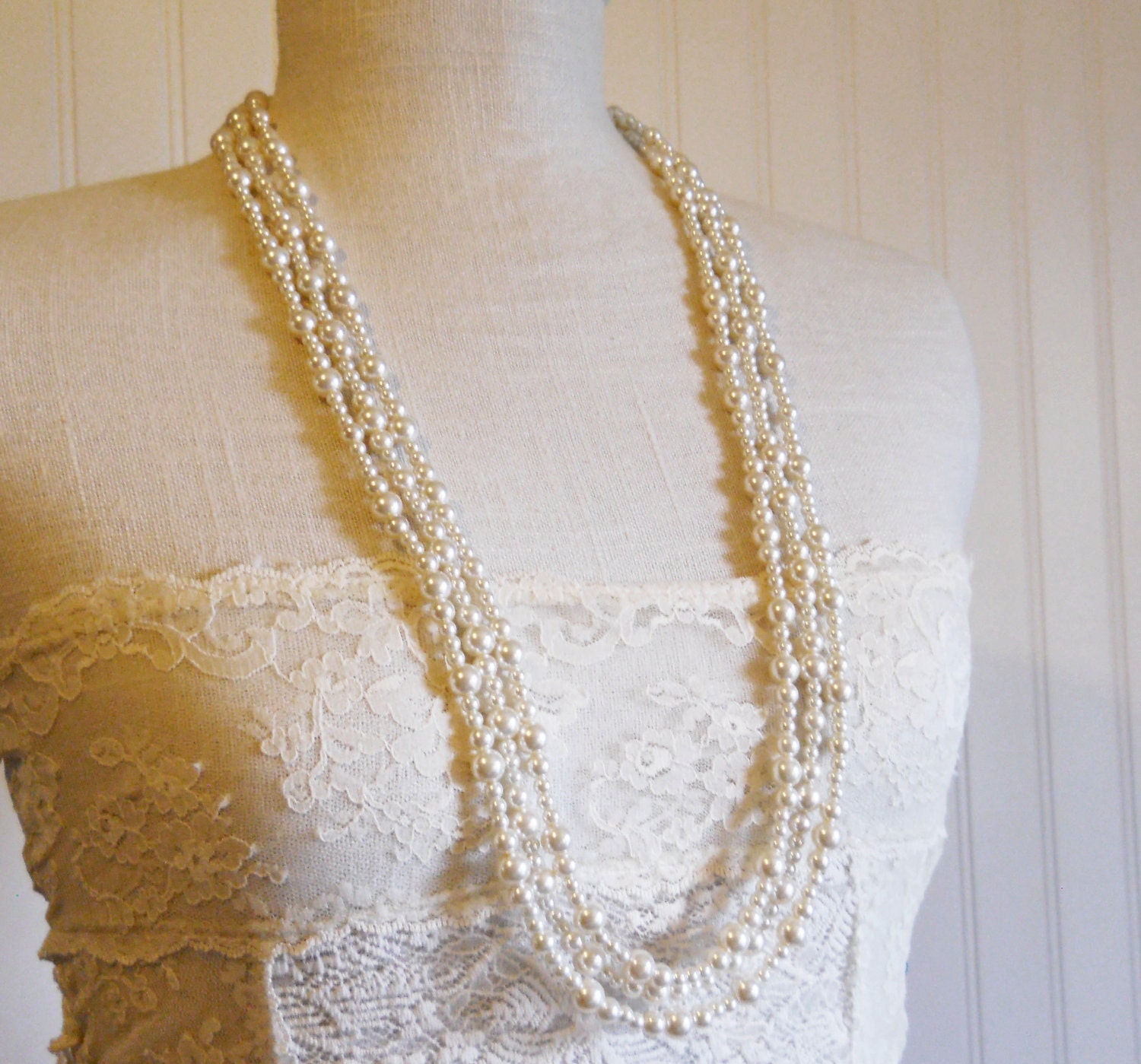 Extra Long Pearl Necklace Gatsby Style Old By Pearlyjanebridal